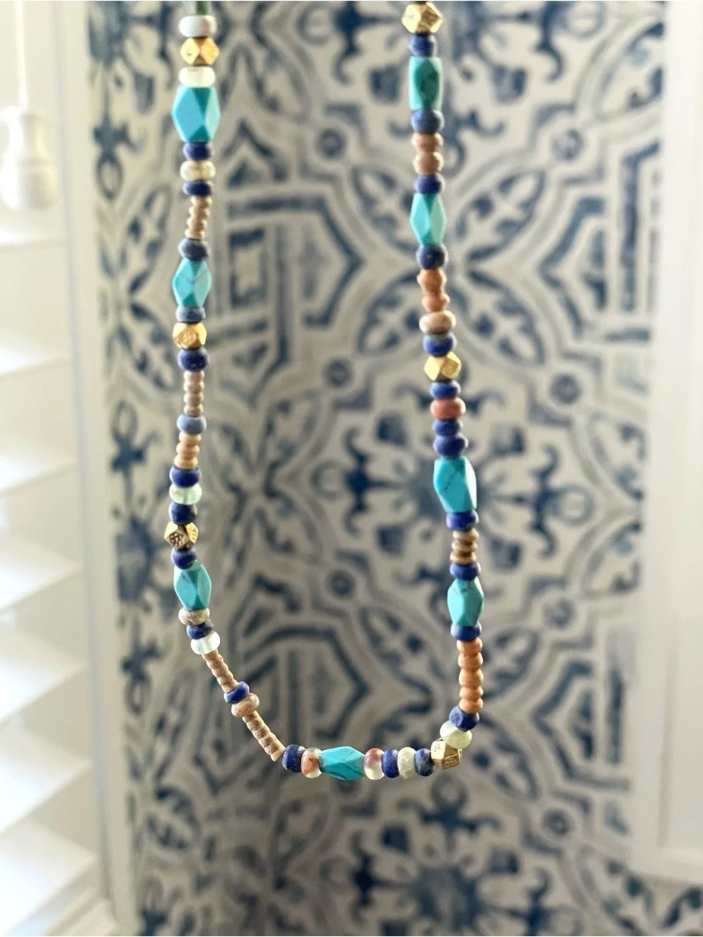 Chan Luu boho mixed beaded necklace faux turquoise - Picture 9 of 12